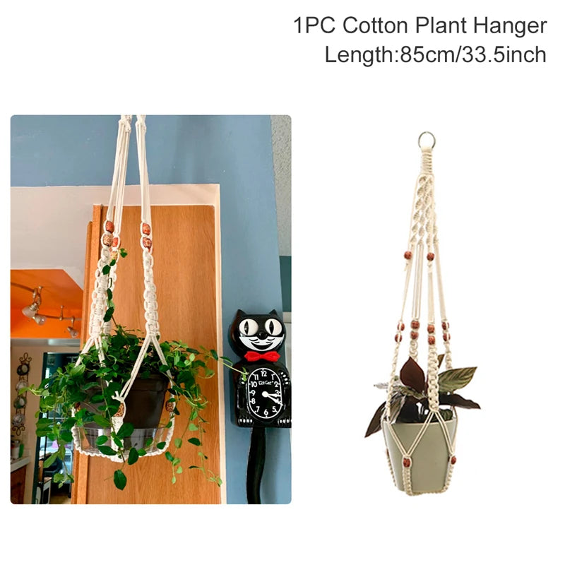 Hanging Plant Handmade Macrame Plant Hanger Flower Pot Planter Hanger Wall Decor Courtyard Garden Hanging Planter Hanging Basket