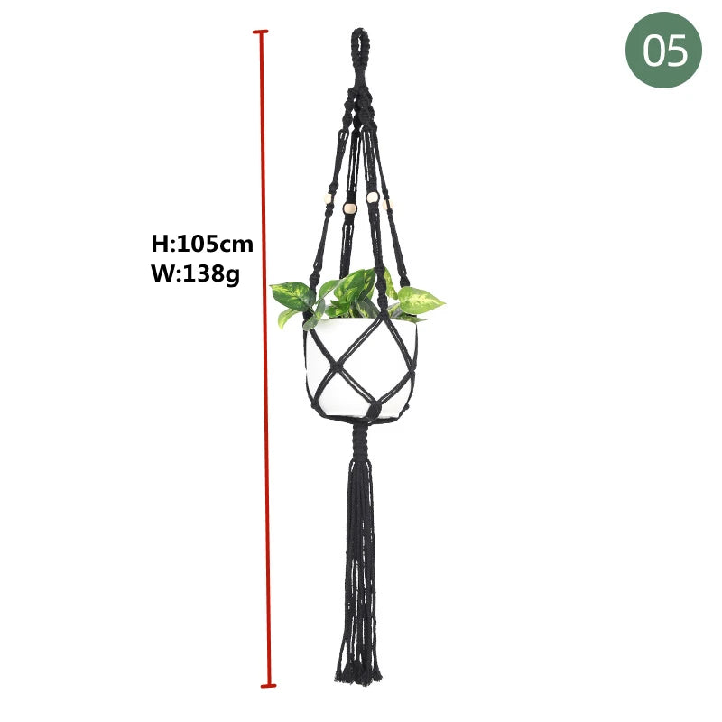 Macrame handmade plant hanger baskets flower pots holder balcony hanging decoration knotted lifting rope home garden supplies