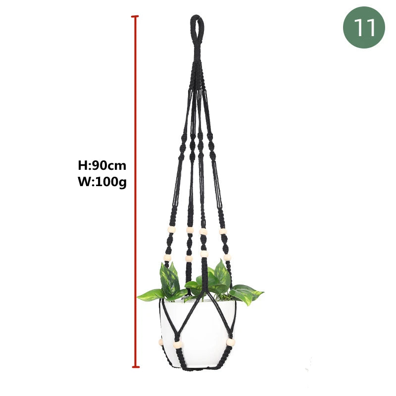 Macrame handmade plant hanger baskets flower pots holder balcony hanging decoration knotted lifting rope home garden supplies